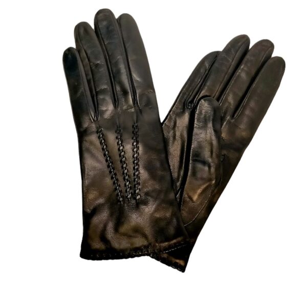 Guanto donna in pelle con infilature Pelletteria Allegrini Filippo G4904 nero