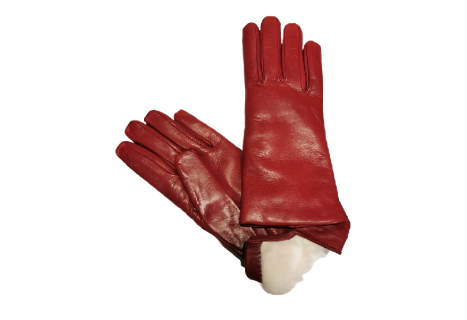 Guanto donna liscio in pelle fodera lapin Pelletteria Allegrini Filippo G303L Rubino