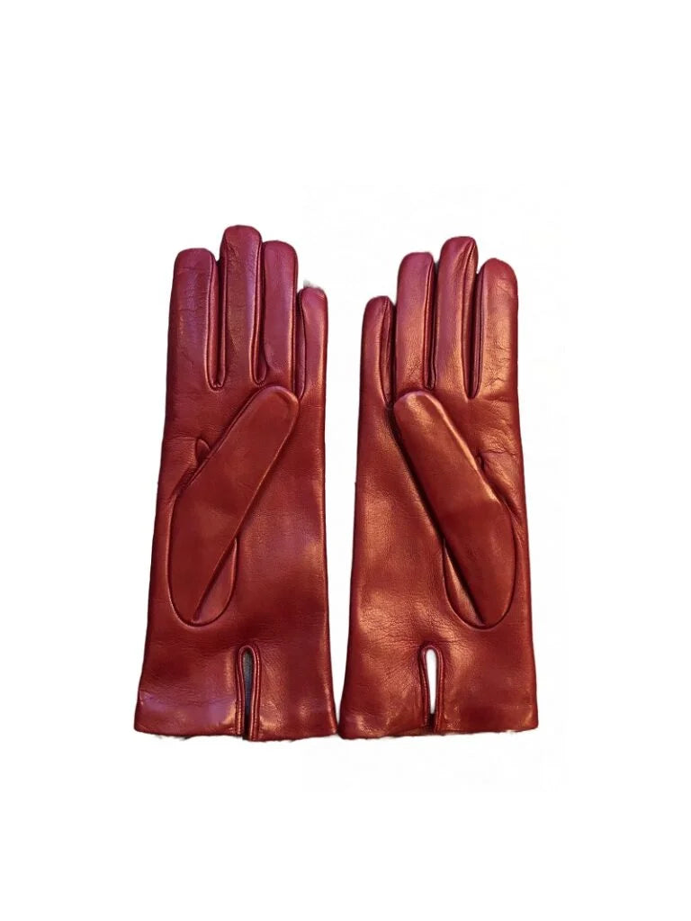 Guanto donna liscio in pelle Pelletteria Allegrini Filippo G303C rubino