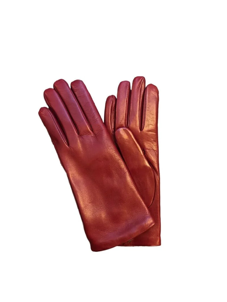 Guanto donna liscio in pelle Pelletteria Allegrini Filippo G303C rubino