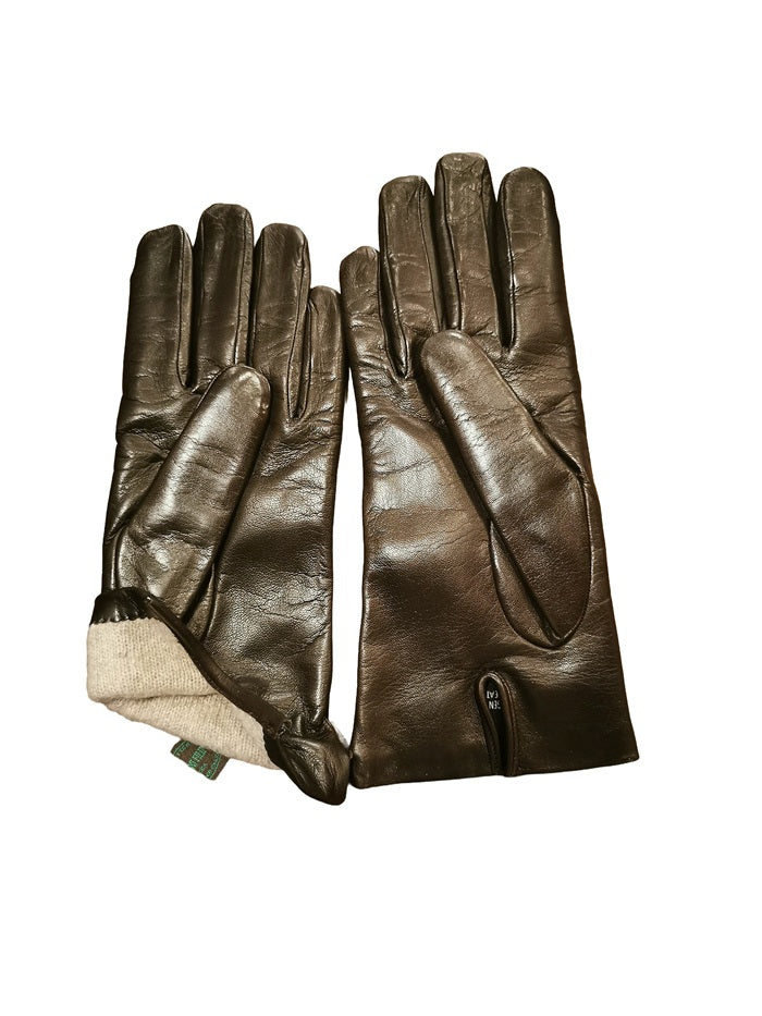 Guanto donna liscio in pelle Pelletteria Allegrini Filippo G303C Testa di moro