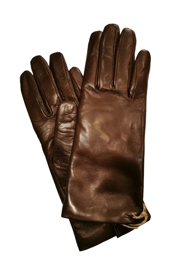 Guanto donna liscio in pelle Pelletteria Allegrini Filippo G303C Testa di moro