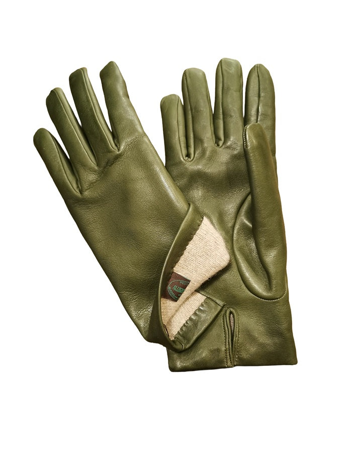 Guanto donna liscio in pelle Pelletteria Allegrini Filippo G303C verde oliva