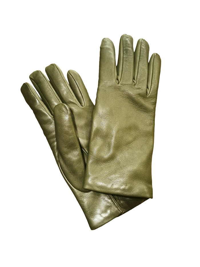 Guanto donna liscio in pelle Pelletteria Allegrini Filippo G303C verde oliva