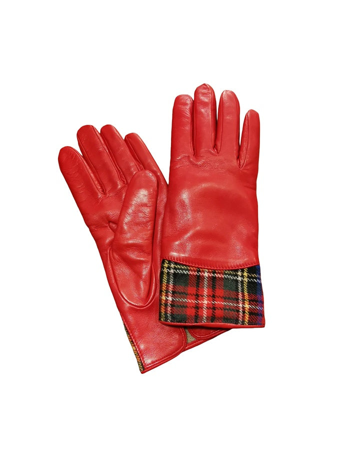 Women's nappa and tartan glove Pelletteria Allegrini Filippo 234/TESS Red/Tartan