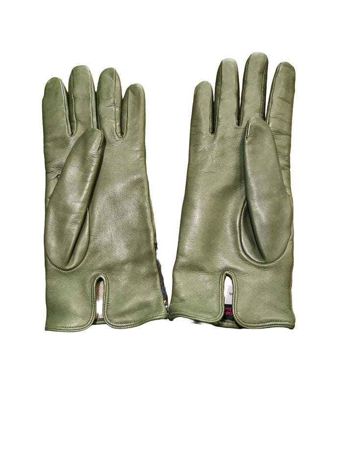 Women's nappa and tartan glove Pelletteria Allegrini Filippo 234/TESS Green/Tartan