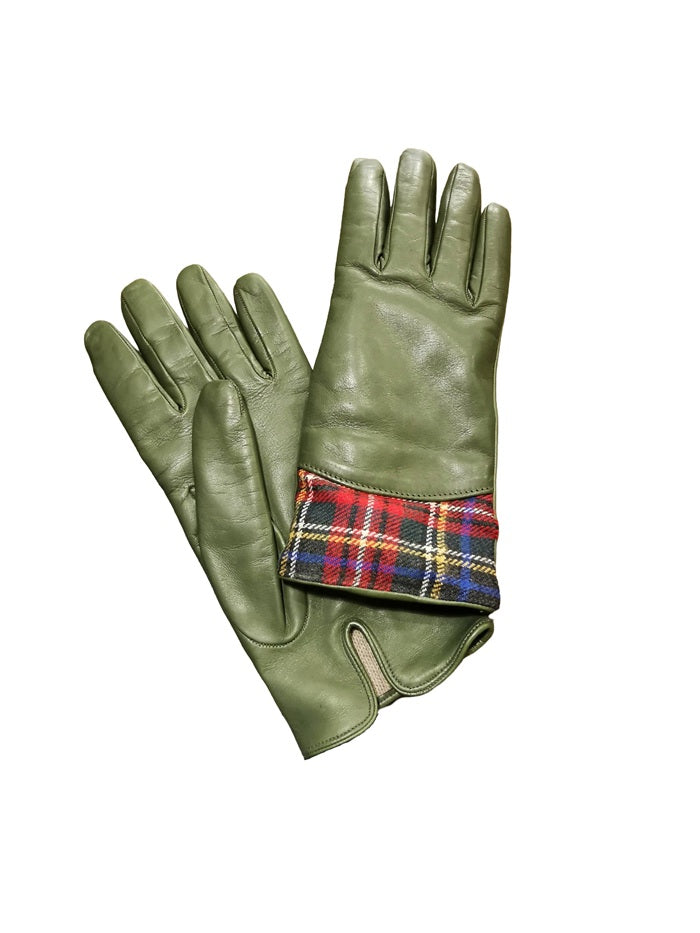 Women's nappa and tartan glove Pelletteria Allegrini Filippo 234/TESS Green/Tartan
