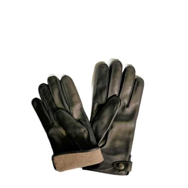 Men's leather glove with button Pelletteria Allegrini Filippo G2972 black