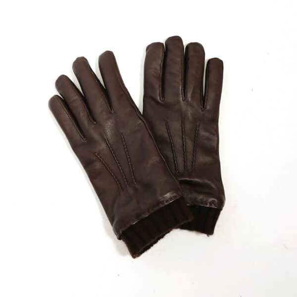 Men's leather glove with cuff Pelletteria Allegrini Filippo G2758 dark brown