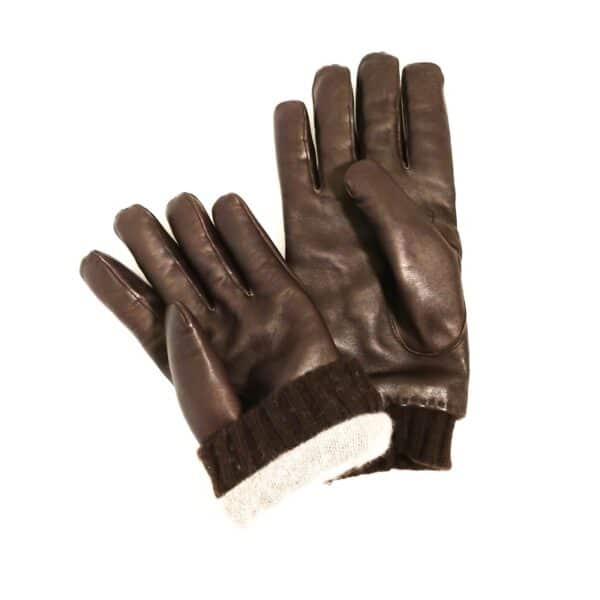 Men's leather glove with cuff Pelletteria Allegrini Filippo G2758 dark brown