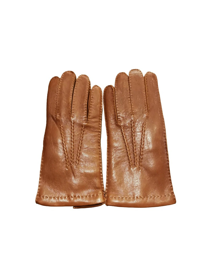 Men's leather glove with elephant design Pelletteria Allegrini Filippo G2211U tobacco