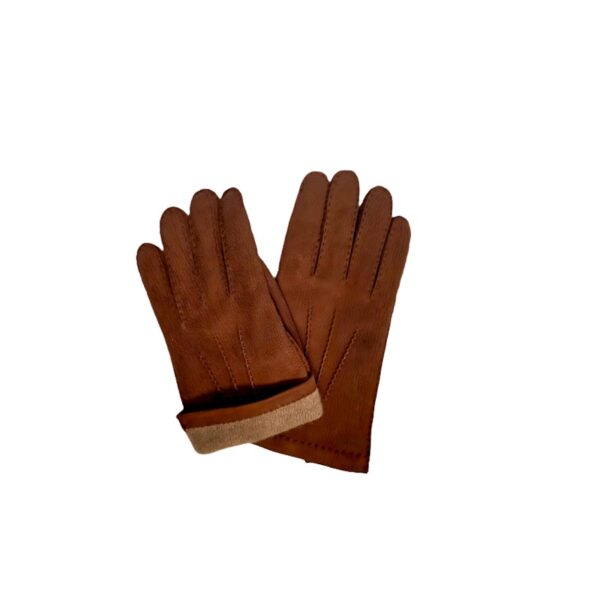 Men's suede glove by Pelletteria Allegrini Filippo G202 dark brown