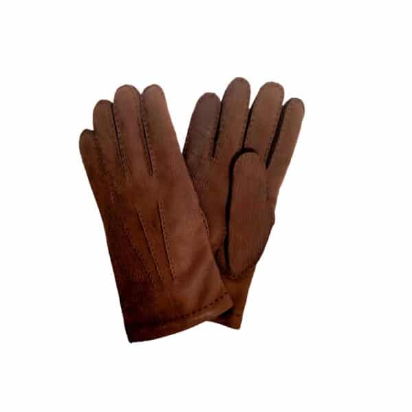 Men's suede glove by Pelletteria Allegrini Filippo G202 dark brown
