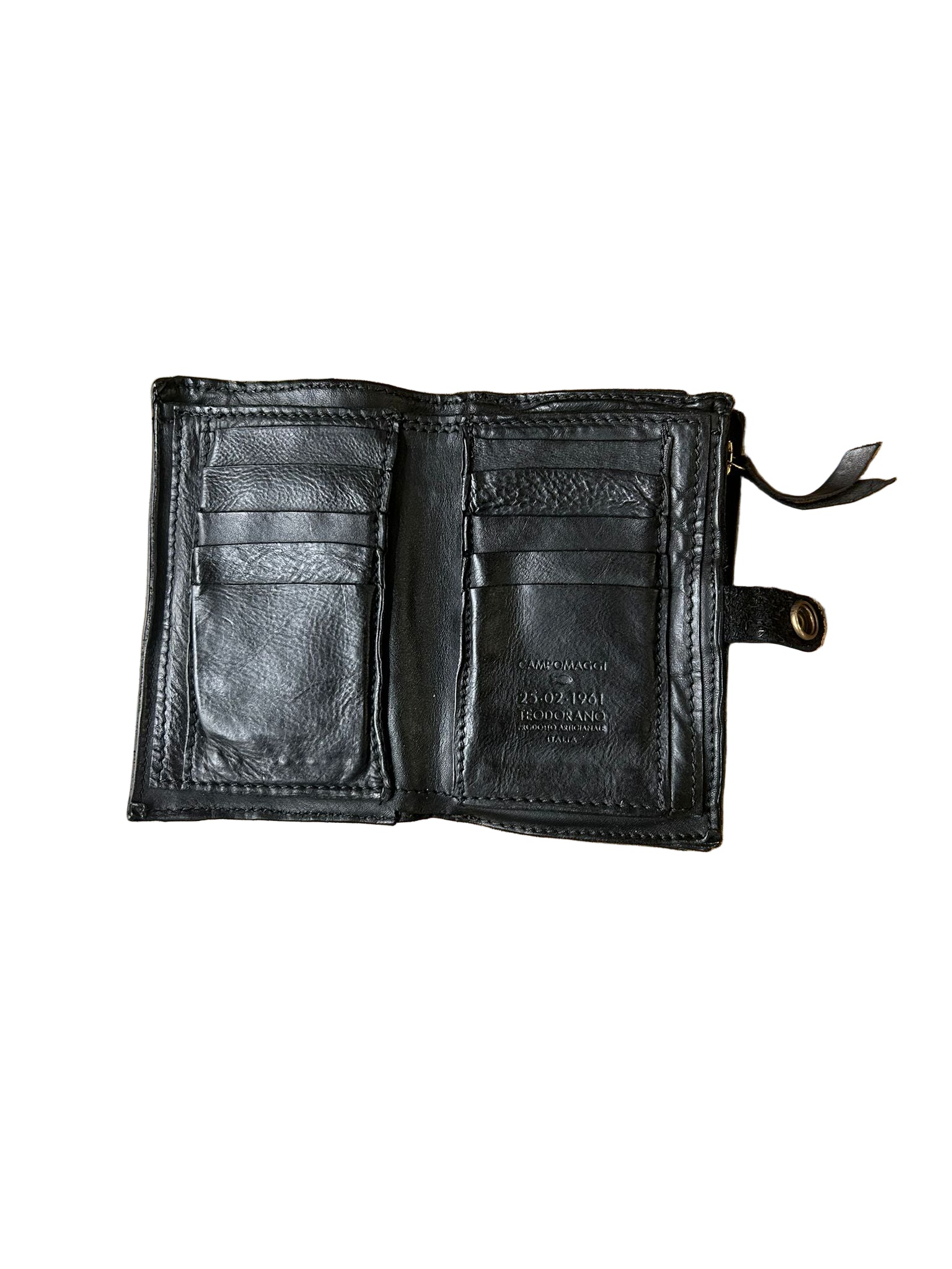 Portafoglio con rivetti in pelle Campomaggi C002050ND X0007 nero