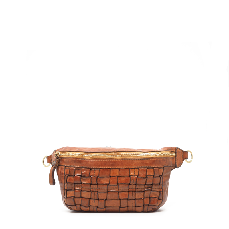 Marsupio Edera in pelle intrecciata Campomaggi C030990ND X2273 cognac
