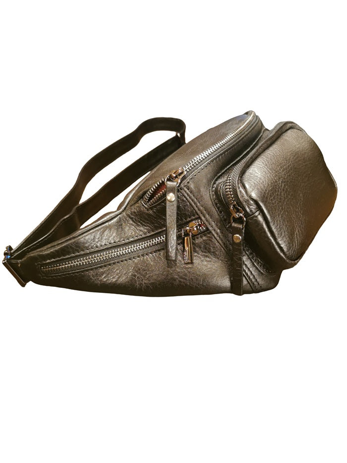 Marsupio grande in pelle Bruno Rossi RH42 Nero