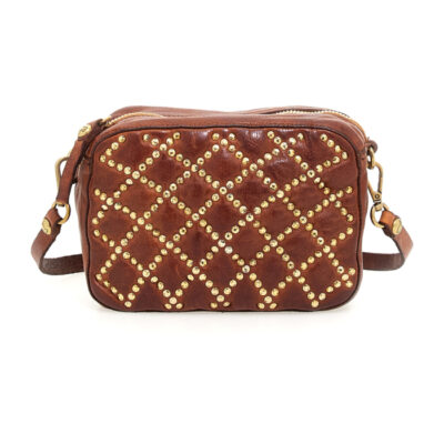 Mini bauletto "Amùr" con rivetti CAMPOMAGGI C021330ND X2422 cognac