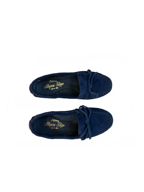Women's suede moccasin Pelletteria Allegrini Filippo 4326 Blue