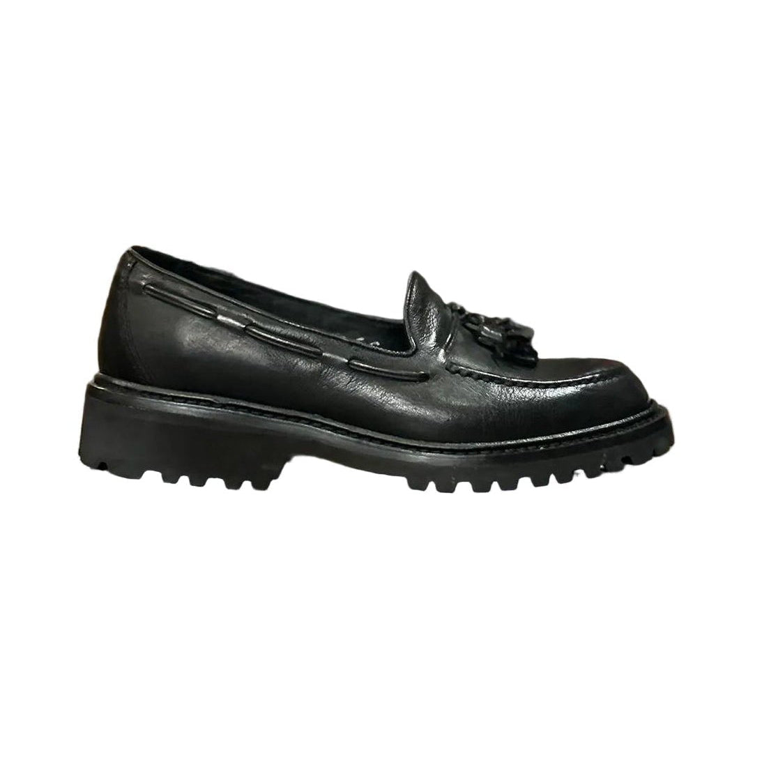 Mocassino donna in pelle c/nappine Pelletteria Allegrini Filippo NUMANA Nero - Pelletteria Allegrini