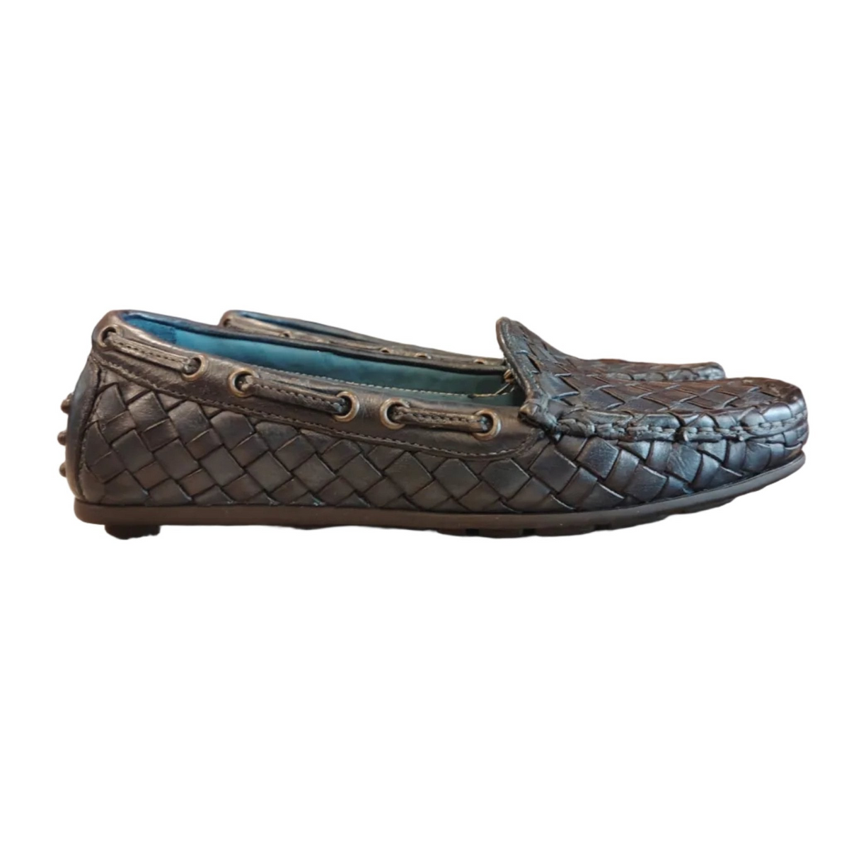 Mocassino intrecciato donna in pelle Pelletteria Allegrini Filippo D748 Indigo