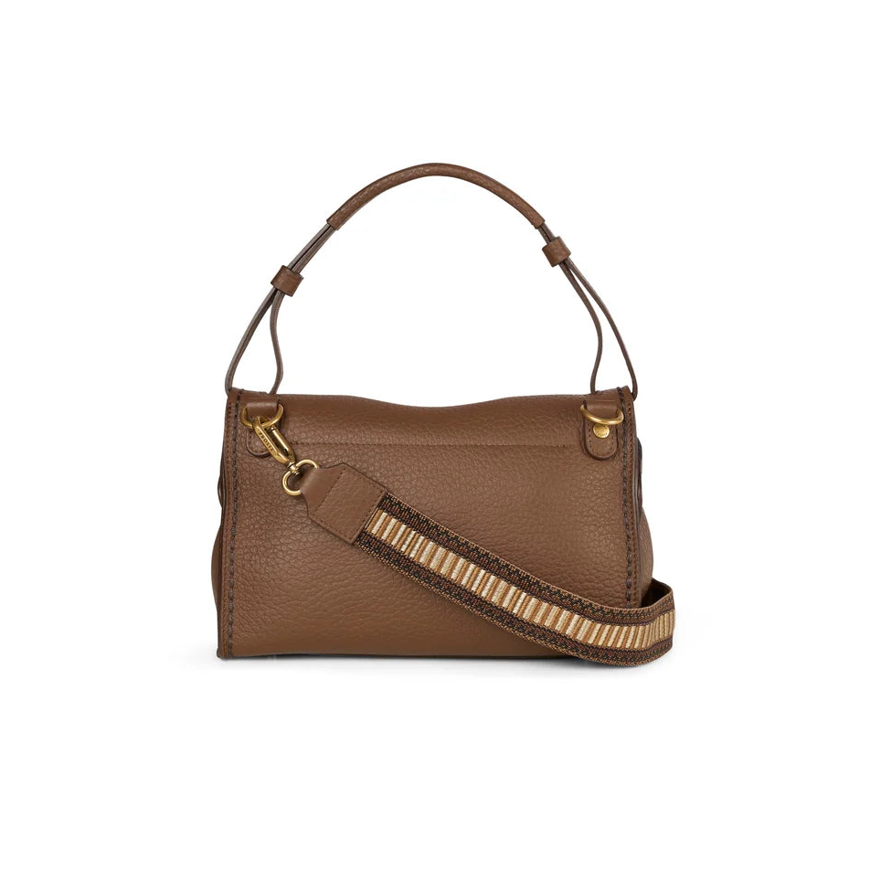 Leather bag with shoulder strap Felicita-Queen line Visonà 27613 WALNUT