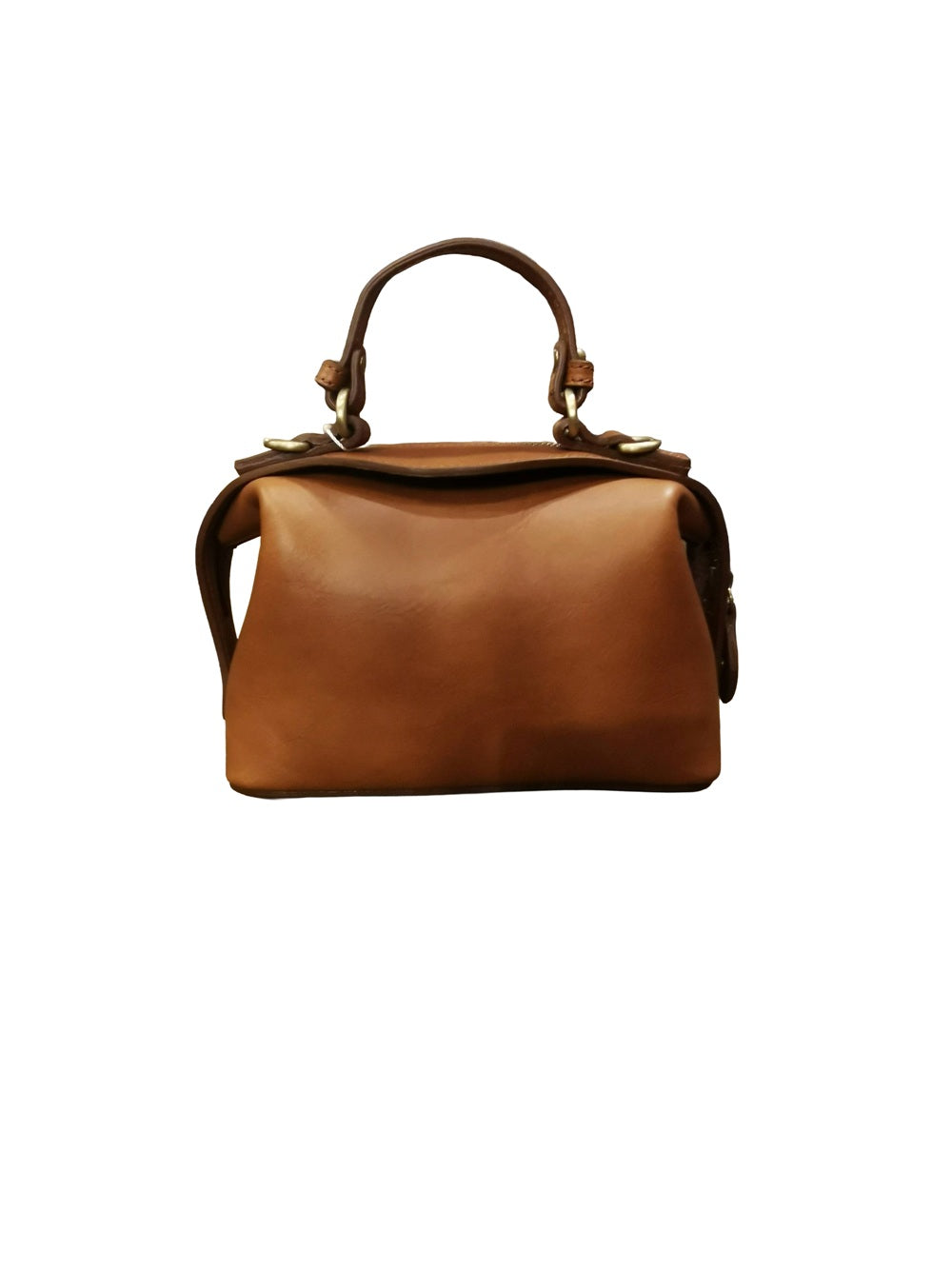 Borsa piccola a forma di cubo, con manico fisso e tracolla staccabile e regolabile, realizzata in pelle. Made in Italy