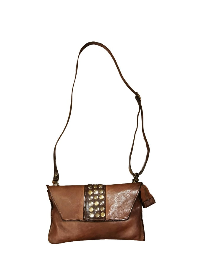 Pochette in pelle con borchie Pelletteria Allegrini Filippo 1572 Bruciato