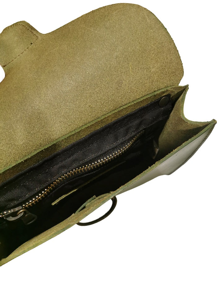 Rigid leather clutch bag Pelletteria Allegrini Filippo 1620 Military Green