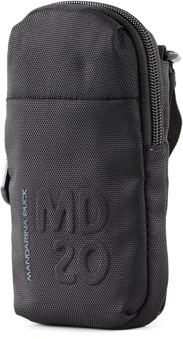 Porta telefono con tracolla in tessuto MD Mandarina Duck P10QMPN2 Nero