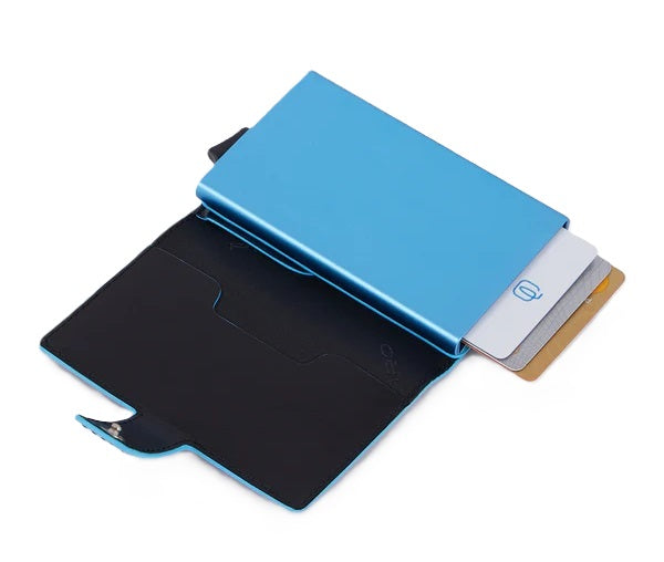 Portacarte in alluminio e pelle Piquadro PP5649B2BLR Blu