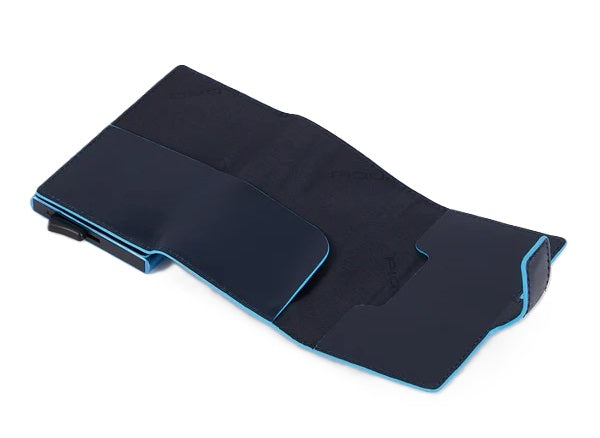 Portacarte in alluminio e pelle Piquadro PP5649B2BLR Blu
