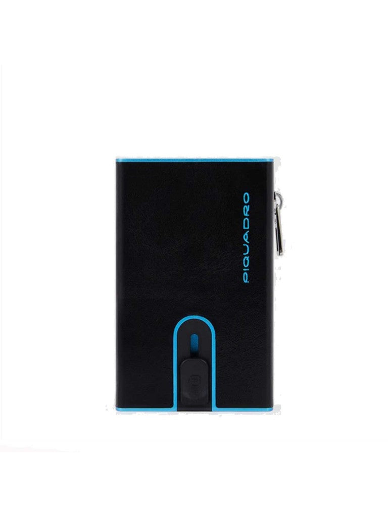 Portafoglio compatto, porta carte con pratica tasca con zip in cui riporre le monete, di Piquadro. Piccolo, leggero, realizzato in morbida pelle con case in alluminio e protezione RFID.
