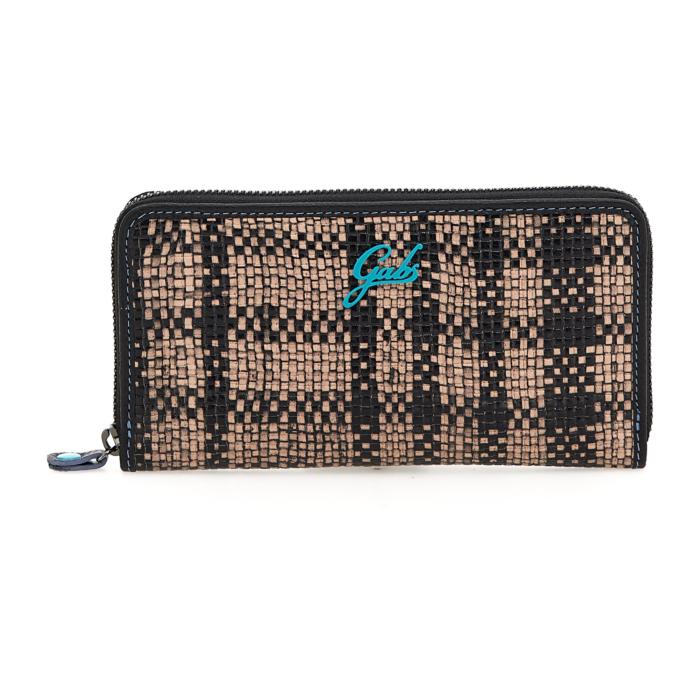 Portafoglio in pelle con intreccio Gabs G000150ND - X2047 GMoney37 Beige/Nero - Pelletteria Allegrini