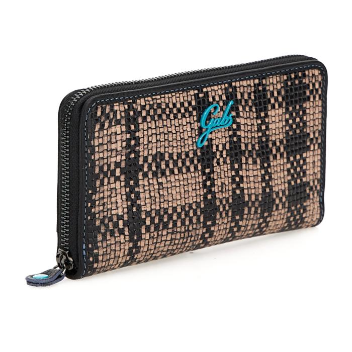 Portafoglio in pelle con intreccio Gabs G000150ND - X2047 GMoney37 Beige/Nero - Pelletteria Allegrini