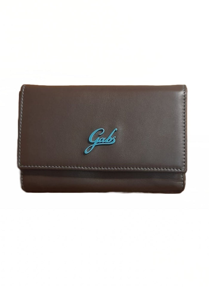 Portafoglio in pelle con patta Gabs GMoney05 Noce