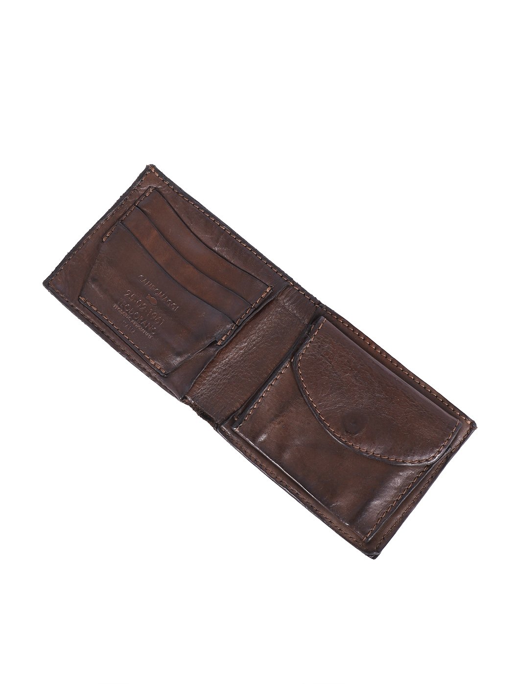 Portafoglio uomo con porta monete in pelle Campomaggi C014540ND X0001 testa di moro