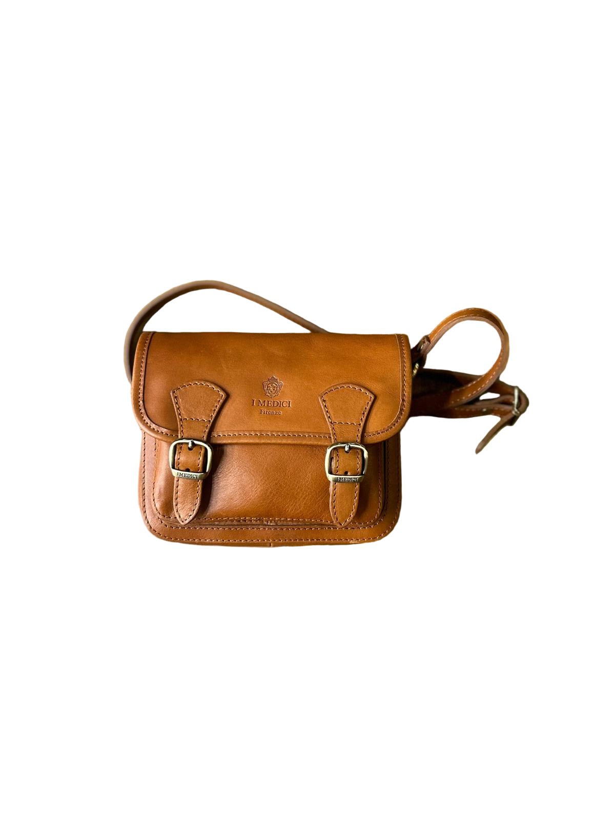 Postina con fibbie in pelle I Medici 63/3525/2 marrone - Pelletteria Allegrini