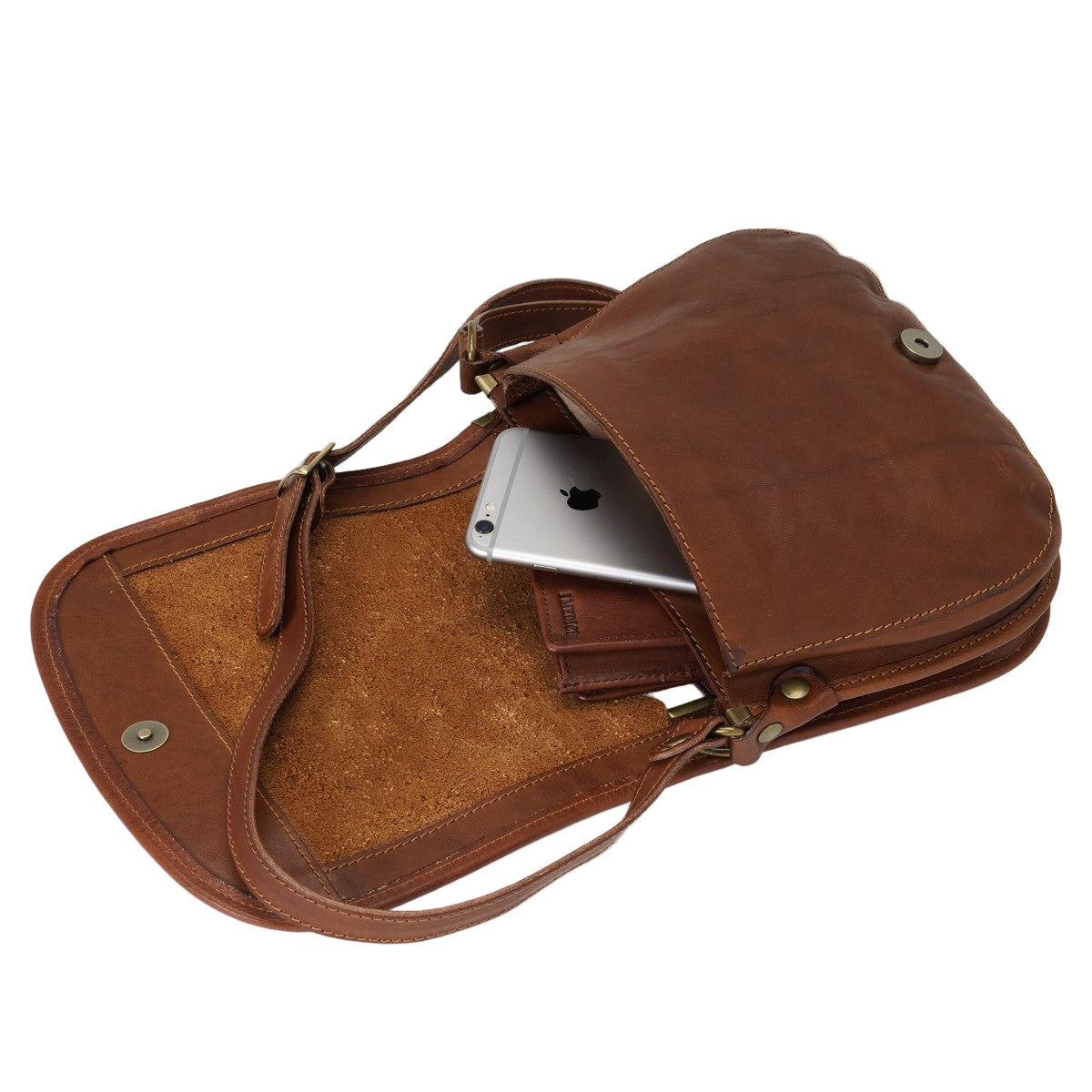 Rounded leather postman bag I Medici 63/3400 Brown