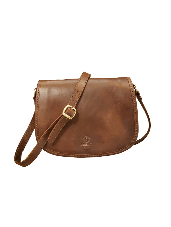 Rounded leather postman bag I Medici 63/3400 Dark brown