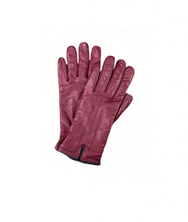Guanto donna in pelle con dettaglio cuciture Pelletteria Allegrini G4758 rosso/nero