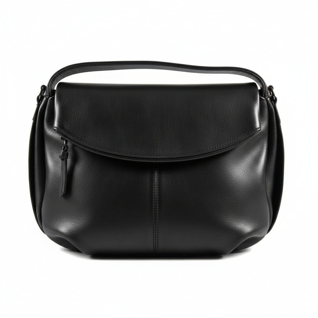 Borsa a mano in pelle con tracolla Bruno Rossi R76/G nero