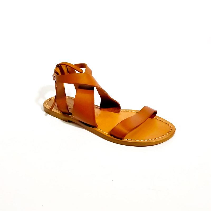 Women's criss-crossed Leather Sandals Pelletteria Allegrini Filippo 570D Leather