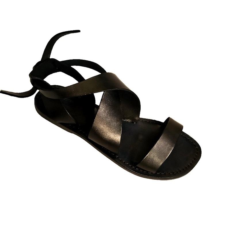 Sandali in cuoio incrociato donna Pelletteria Allegrini Filippo 570D nero