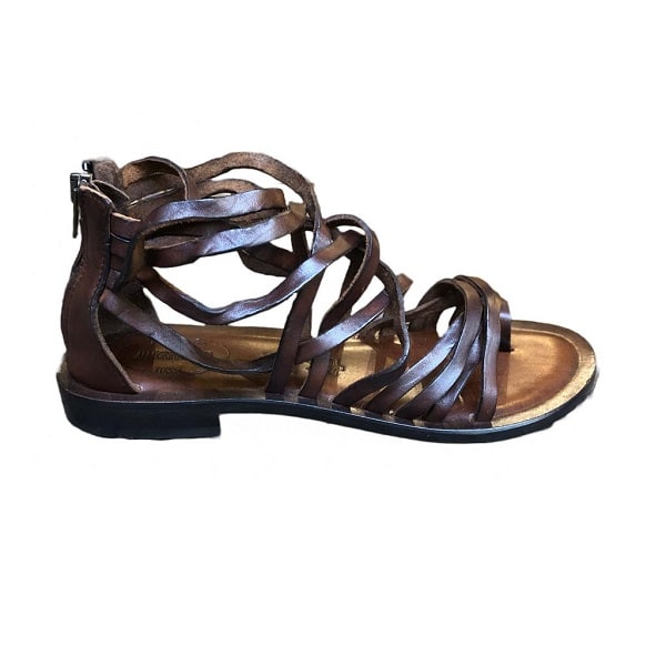 Sandali in cuoio incrociato donna Pelletteria Allegrini Filippo W0964 marrone