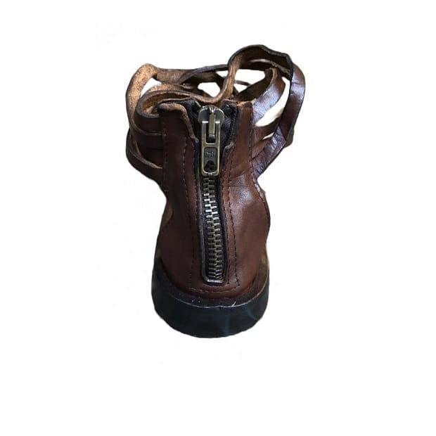 Women's criss-cross leather sandals Pelletteria Allegrini Filippo W0964 Brown