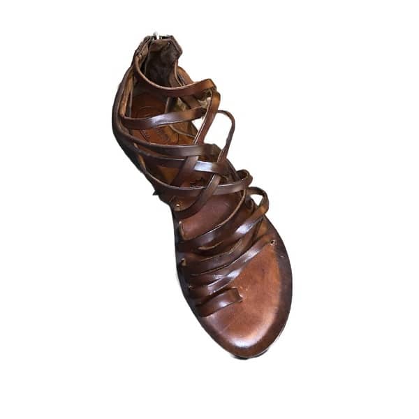 Sandali in cuoio incrociato donna Pelletteria Allegrini Filippo W0964 marrone