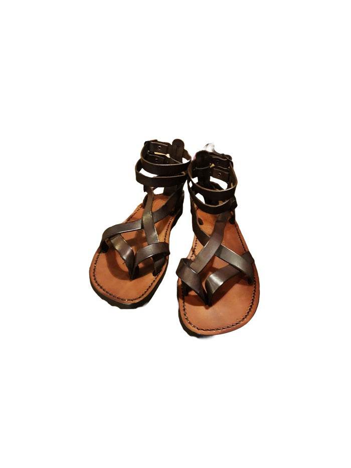 Sandalo con doppio laccetto uomo Pelletteria Allegrini Filippo 564U testa di moro