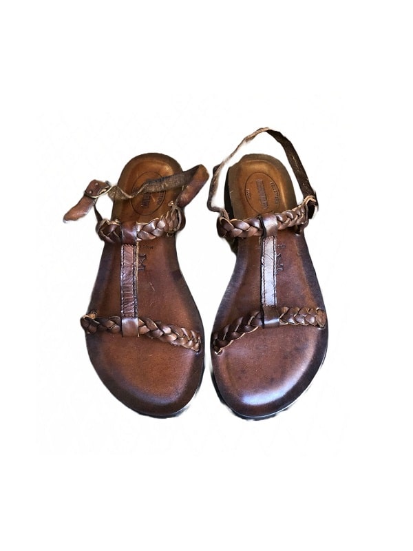 Sandalo con treccia in cuoio donna Pelletteria Allegrini Filippo W1220 marrone