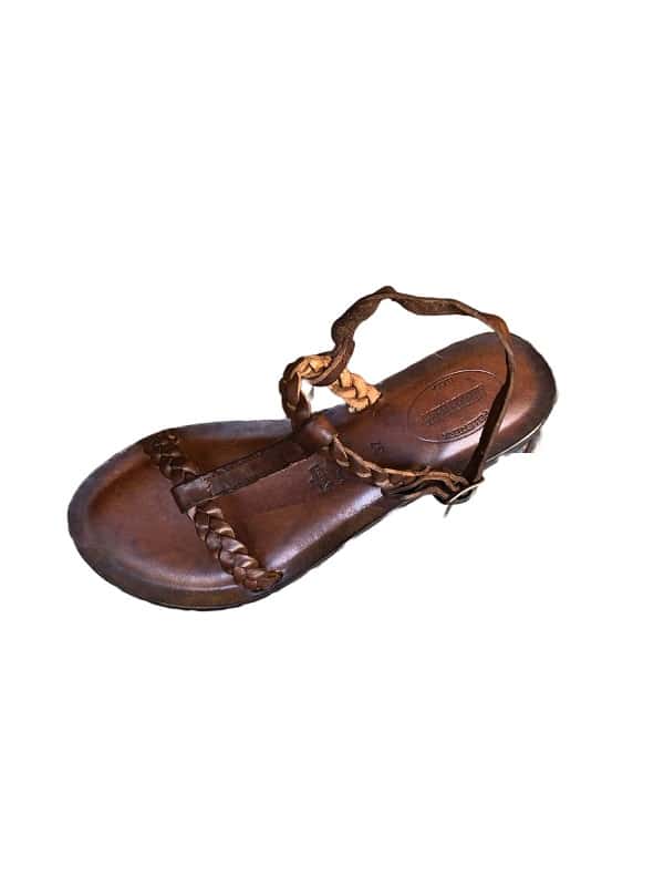 Women's leather braided sandal by Pelletteria Allegrini Filippo W1220 brown