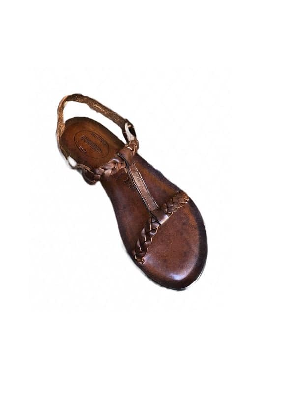 Sandalo con treccia in cuoio donna Pelletteria Allegrini Filippo W1220 marrone